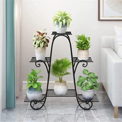 Suitable for Household Use
Metal Plant Stand, 6 Tier, 29.9 X 9 X 29.1 In, Black Hallway