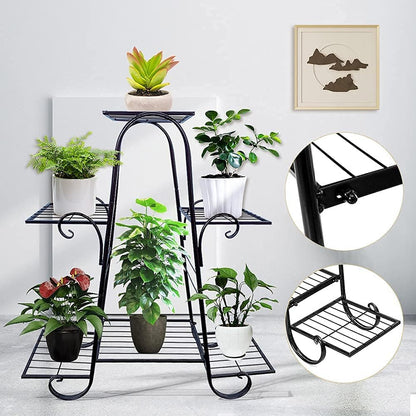 Black Metal Plant Stand, 6 Tier, 29.9 X 9 X 29.1 In, Black Inhouse