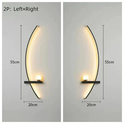 2 Modern LED Wall Lamp – Minimalist Art Design for Bedroom, Living Room, and Bathroom, Gold/Black 2 Pieces.