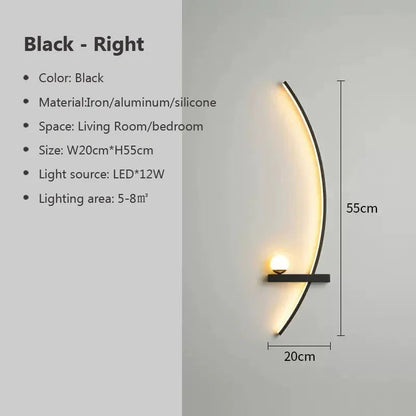 Modern 12W LED Wall Lamp – Minimalist Art Design for Bedroom, Living Room, and Bathroom, Gold/Black Made with Iron LED 12W.