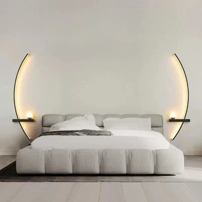 Decorative Bedside Modern LED Wall Lamp – Minimalist Art Design for Bedroom, Living Room, and Bathroom, Gold/Black for Both Sides of  The Bed.