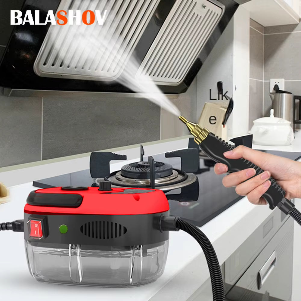 Red Powerful 2500W High-Temperature Steam Cleaner - Ideal for Kitchen, Air Conditioner, and Car Cleaning!