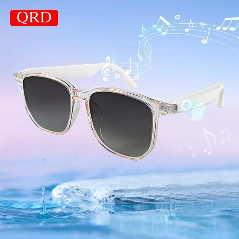 Tinted Grey and White Glasses, Smart Bluetooth Glasses with anti-blue light lenses, touch control, music & call function. Stylish, lightweight & perfect gift for men & women.