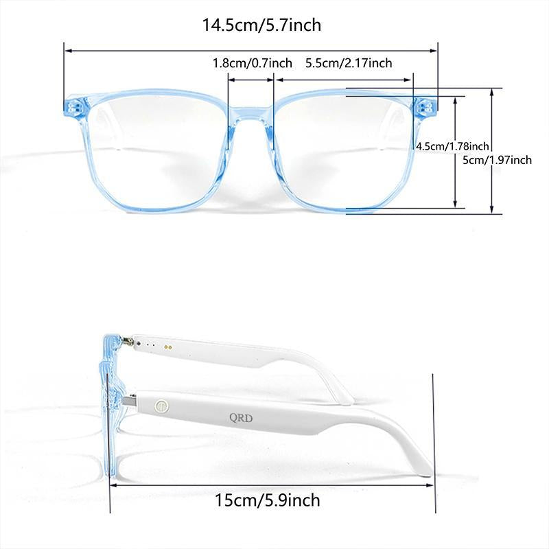 14.5cm/5.7 inch Width Smart Glasses, Multifunctional Anti-Blue Light Glasses, Touch Control Wireless Glasses for Women, Bluetooth-Compatible Smart Glasses for Men & Women, Stocking Fillers Gift