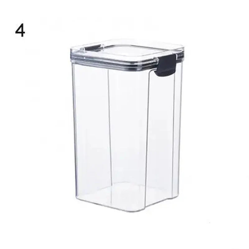 Large Transparent Multipurpose Food Storage Containers Set - Clear Jars with Lids for Cereal, Candy, and Dry Goods Different Units.