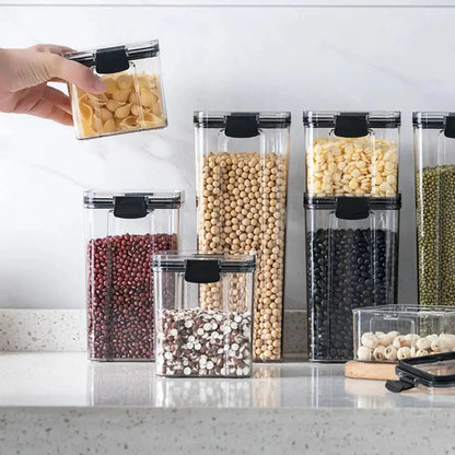 Storage for dry food - Clear Jars with Lids for Cereal, Candy, and Dry Goods: Different Types of Food Including Cereal.