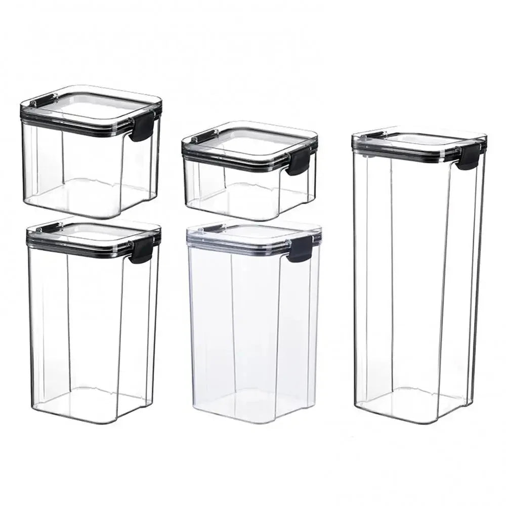 Transparent Multipurpose Food Storage Containers Set - Clear Jars with Lids for Cereal, Candy, and Dry Goods