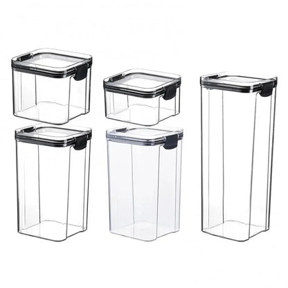Transparent Multipurpose Food Storage Containers Set - Clear Jars with Lids for Cereal, Candy, and Dry Goods