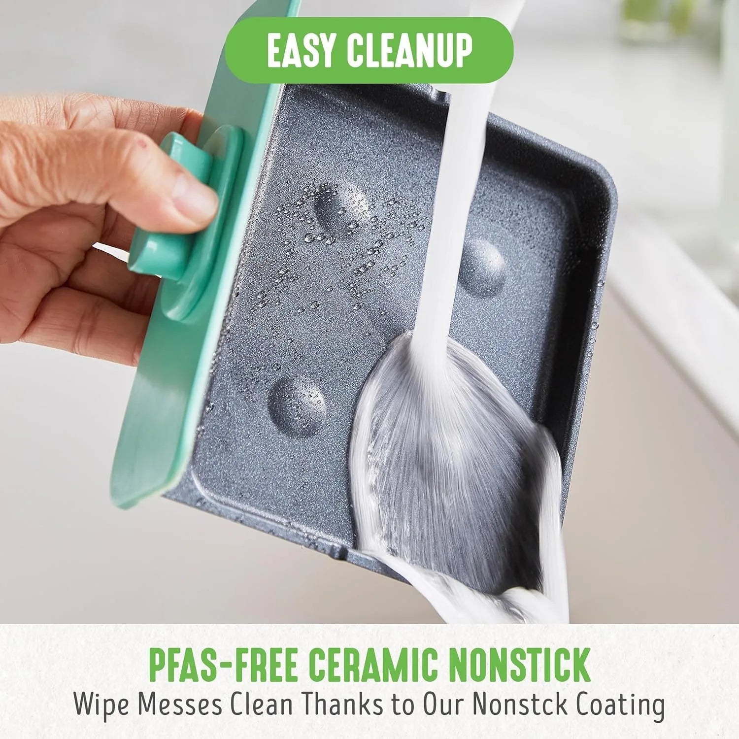 Easy Cleanup 3-In-1 Breakfast Maker Station, Ceramic Nonstick Dual Griddles & Breakfast Sandwiches, 2 Slice Toast Drawer, Turquoise