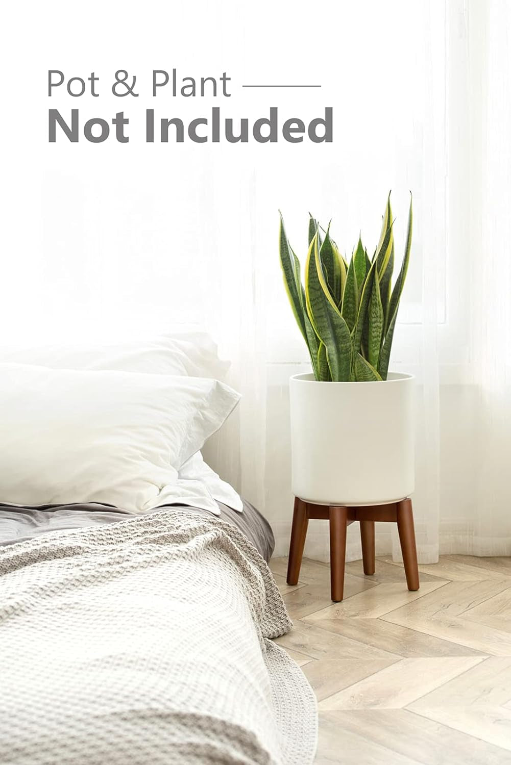 Stylish Plant Stand Mid-Century Modern Indoor (Plant and Pot NOT Included) Flower Holder Home Decor, Brown