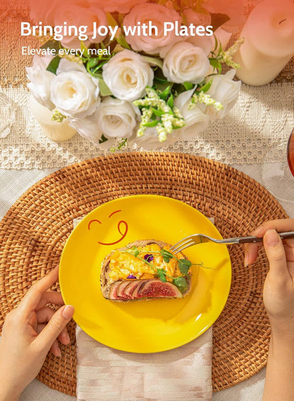 Ability to elevate every meal Porcelain Dessert Plates - 7.8 Inch Salad Plates, Small Plates Appetizer Plates Set of 6 - Dishwasher, Microwave, Oven Safe - Rainbow Palette Color Comfortable