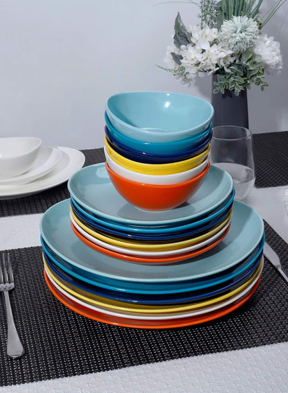 Variation in size Porcelain Dessert Plates - 7.8 Inch Salad Plates, Small Plates Appetizer Plates Set of 6 - Dishwasher, Microwave, Oven Safe - Rainbow Palette Color and Vaious Sizes.
