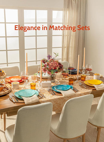 Matching Sets Porcelain Dessert Plates - 7.8 Inch Salad Plates, Small Plates Appetizer Plates Set of 6 - Dishwasher, Microwave, Oven Safe - Rainbow Palette Color Elegance