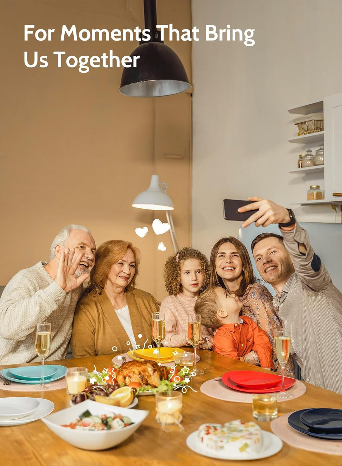 Events Porcelain Dessert Plates - 7.8 Inch Salad Plates, Small Plates Appetizer Plates Set of 6 - Dishwasher, Microwave, Oven Safe - Rainbow Palette Color for Memories