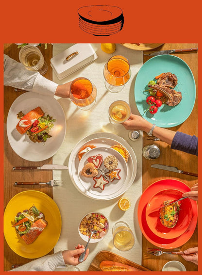 Ideal for gatherings Porcelain Dessert Plates - 7.8 Inch Salad Plates, Small Plates Appetizer Plates Set of 6 - Dishwasher, Microwave, Oven Safe - Rainbow Palette Color for Parties