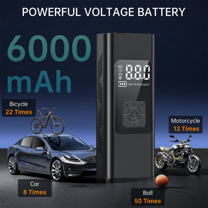 Powerful Voltage Battery 
Tire Inflator, Portable 150 PSI Air Compressor Bicycle Pump with Digital Pressure Gauge, Cordless Rechargeable Tire Pump with Emergency LED Light, Mini Electric Air Pump for Car Bike Motorcycle Ball