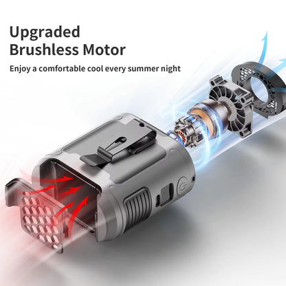 Upgraded Brushless Motor 20000mAh Outdoor Portable Waist Fan with Power Bank and LED Lighting for Sports and Outdoor Activities