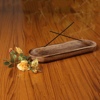 Portable Wooden Brown Incense Holder -Incense Burner Holder –Ash Catcher - Incense Stick Holder - Meditation & Yoga - Great Gift for Any Occasion Size 11X4 Inch