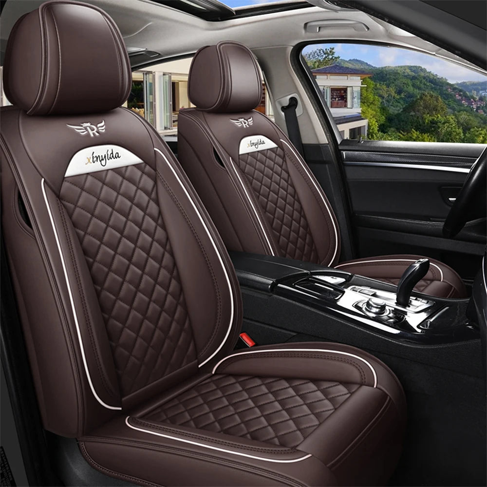 Brown Premium Leather Car Seat Cover Sets for Renault Models - Enhance Your Megane, Duster, Captur, Clio, Laguna, Kadjar, Scenic, Koleos, and Fluence Interiors