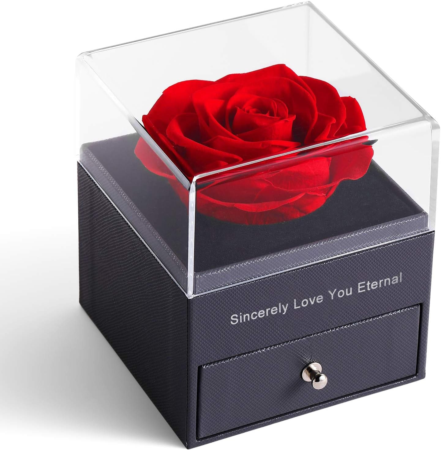 Inscribed Words Preserved Real Rose Enchanted Real Rose Flower with Love Heart I Love You Necklace 100 Languages Gift Set,Handmade Eternal Flesh Flower Rose Gift for Her on Valentine'S Day Anniversary Mother'S Day