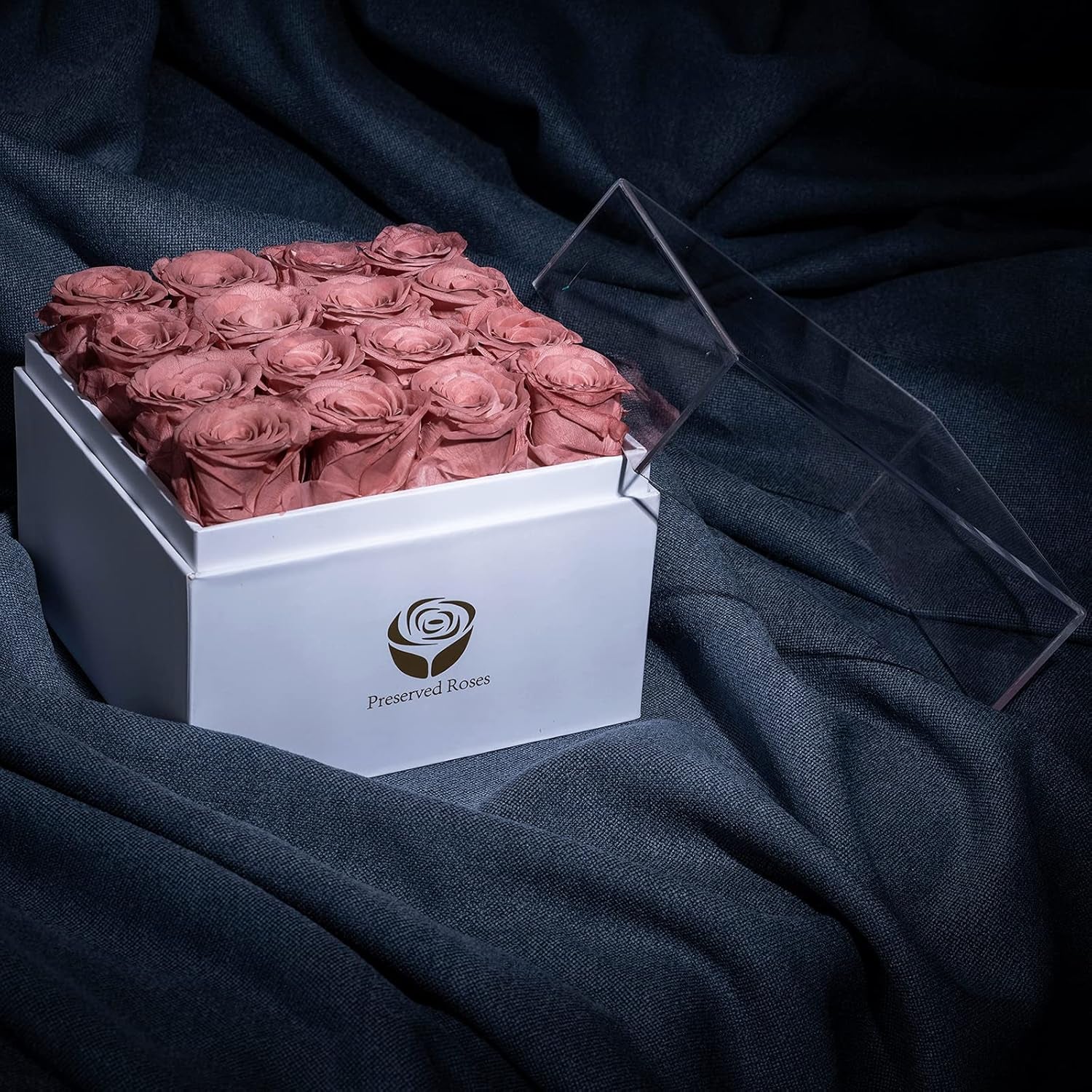 Beautiful Preserved Real Roses in a Box, Rose Box Gifts for Her, Eternal Roses in a Box, Romantic Gifts for Her, Gift Box for Her/Women/Mother/Friend (16 Pink Roses, Square White Box) 