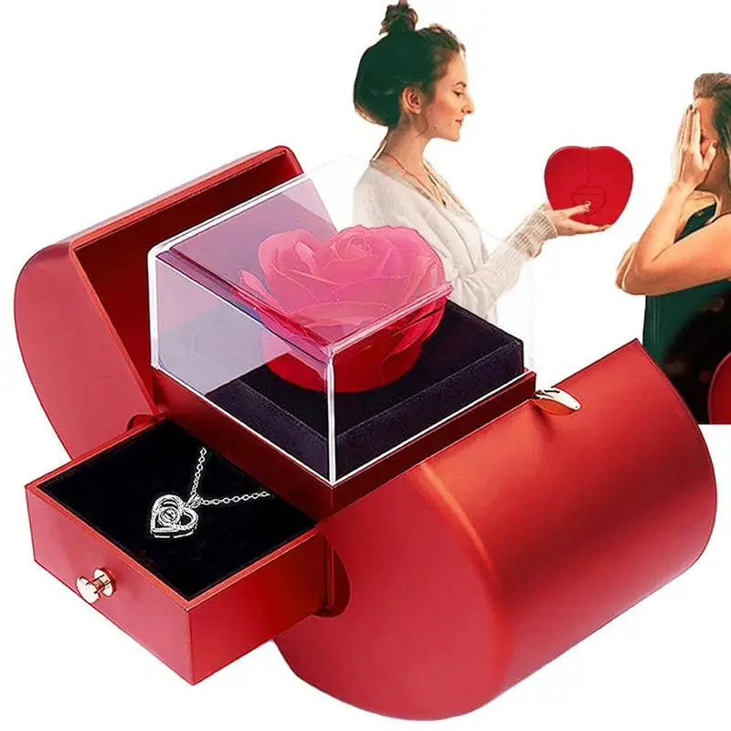 Decorative Preserved Roses in a Box Eternal Roses Gift Preserved Real Rose with Jewelry Box | Artificial Flowers Romantic Gifts