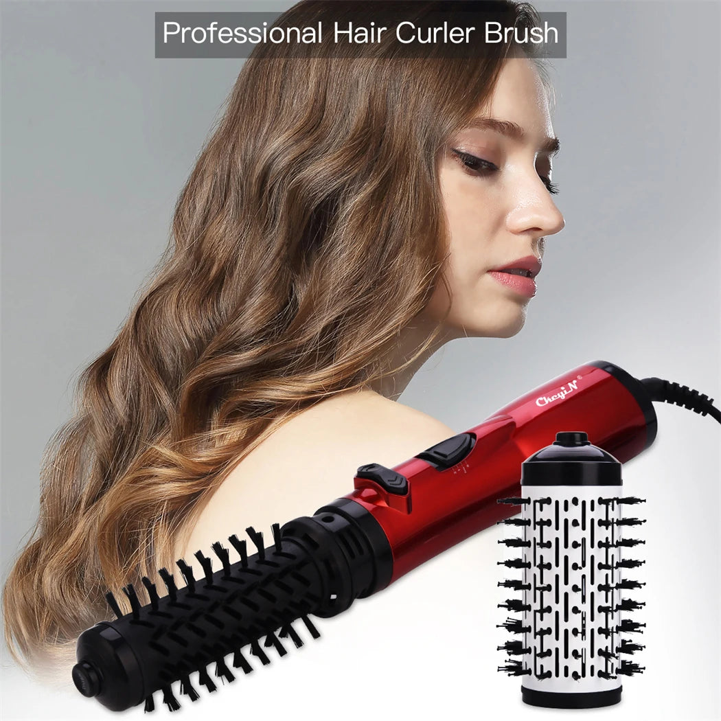 Professional 2-in-1 Hot Air Spin Brush - Ionic Hair Dryer & Volumizer for Curling and Straightening