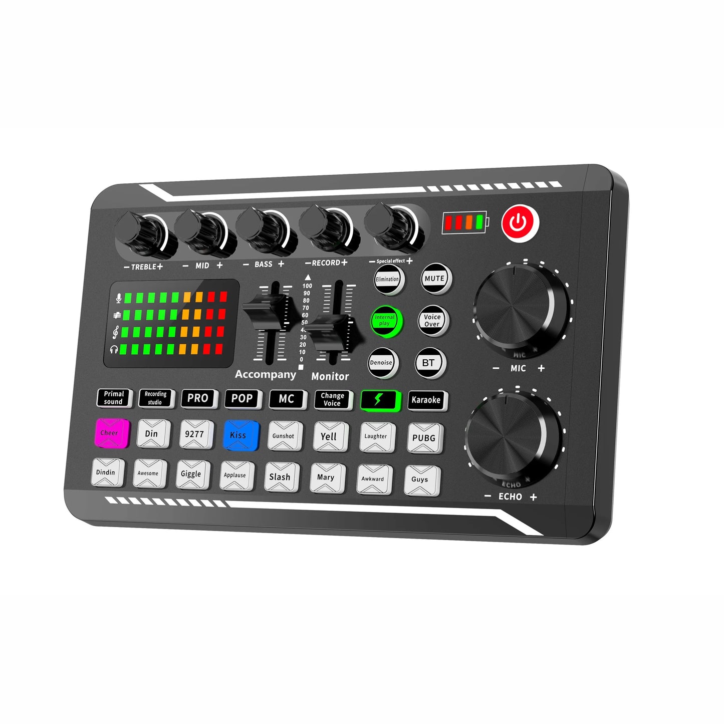 Multifunctional Professional Live Sound Card and Bluetooth Mixer for Recording and Streaming