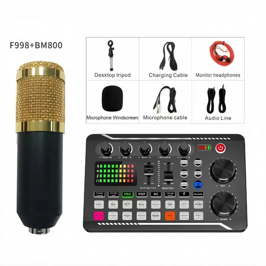 Professional Live Sound Card and Bluetooth Mixer for Recording and Streaming