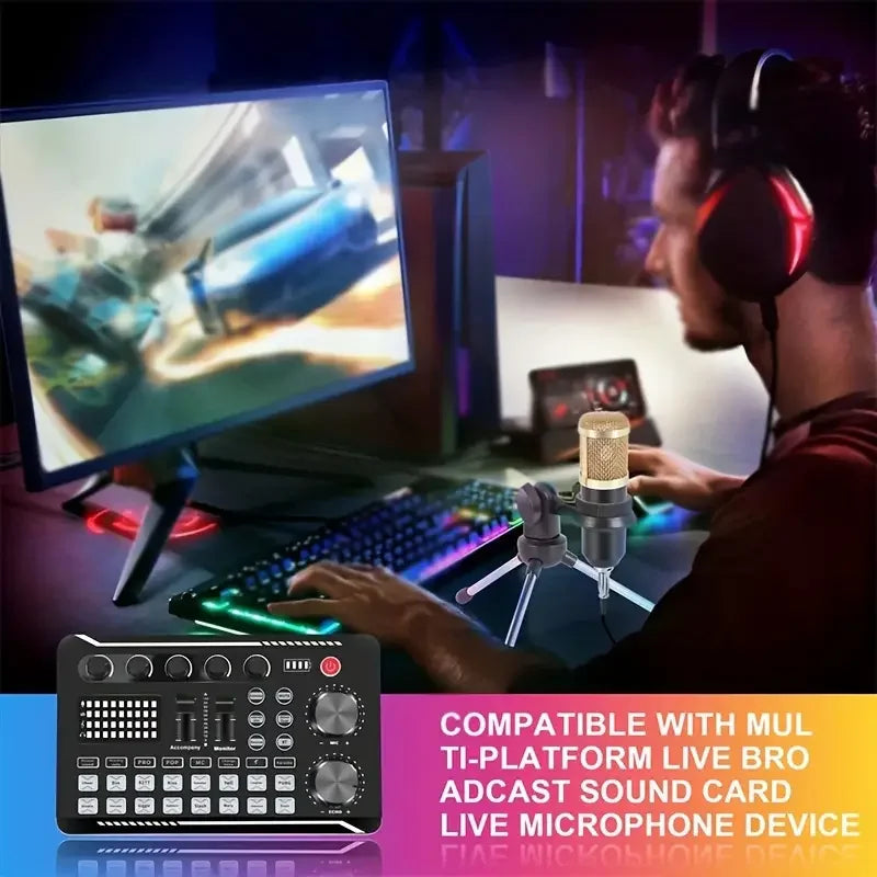 Compatible with Multi-Platform Live Broadcast Sound Card Live Microphone Device 