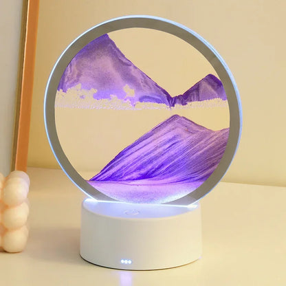 Purple Mesmerizing 16-Color 3D Sandscape LED Hourglass Lamp - Dynamic Sand Art Night Light & Deep Sea Display - Perfect New Year Gift!