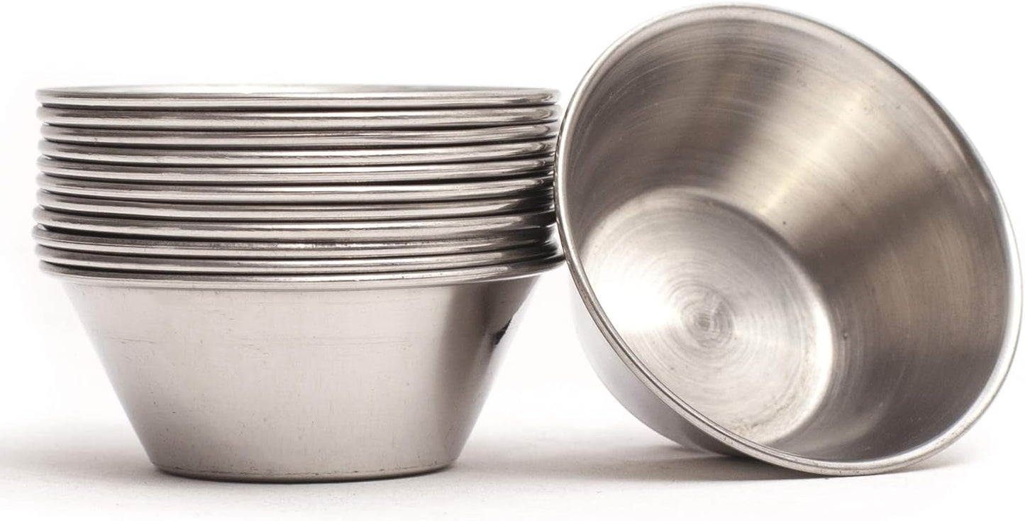 Ramekins Stainless Steel Condiment Sauce Cups, Metal Ramekins, Commercial Grade, Multifunctional, Ideal for All Hot and Cold Sauces, Individual Portion Cups (12, 1.5 Oz)