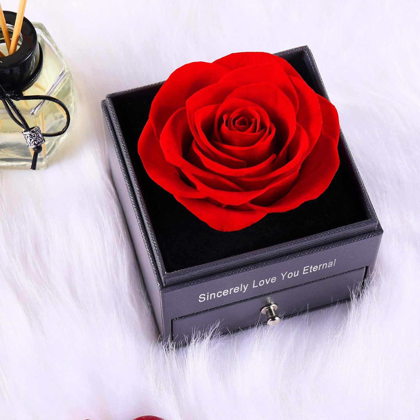 Perfect Gift 
Preserved Real Rose Enchanted Real Rose Flower with Love Heart I Love You Necklace 100 Languages Gift Set,Handmade Eternal Flesh Flower Rose Gift for Her on Valentine'S Day Anniversary Mother'S Day