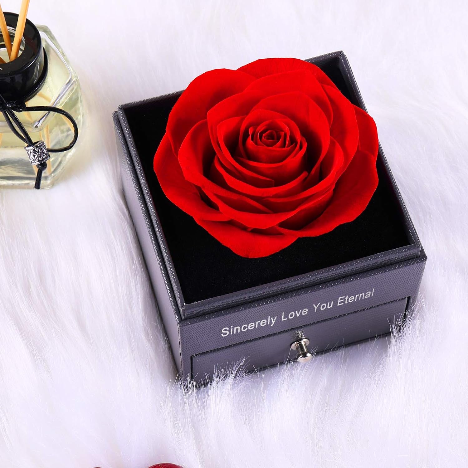 Perfect Gift 
Preserved Real Rose Enchanted Real Rose Flower with Love Heart I Love You Necklace 100 Languages Gift Set,Handmade Eternal Flesh Flower Rose Gift for Her on Valentine'S Day Anniversary Mother'S Day