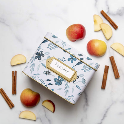 Multiuse Decorative Recipe Tin Box for Recipe Cards, Greeting Card Holder | Holds Hundreds of 4” X 6” Cards