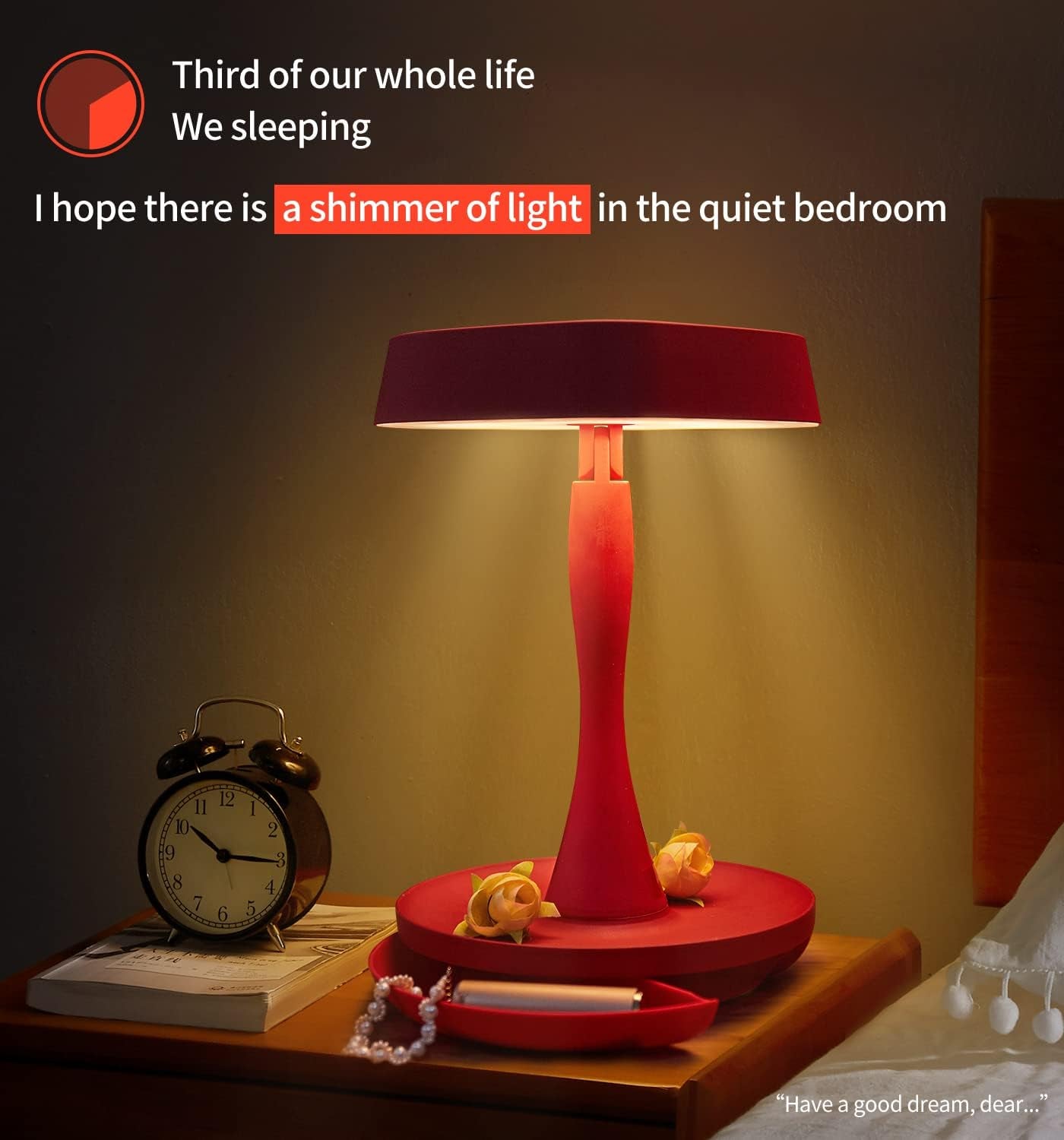 Red Lamp Makeup Mirror with Lights,2000 Mah LED Rechargeable Makeup Mirror,Back Ambient Light, Nice Gift for Daughter Girlfriend Wife Sister,Red