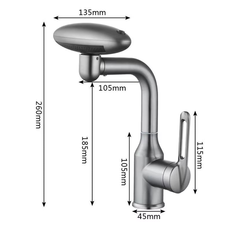 260mm Revolutionary 4-Mode Waterfall Basin Faucet - 360° Rotating Hot & Cold Sink Mixer for Bathroom