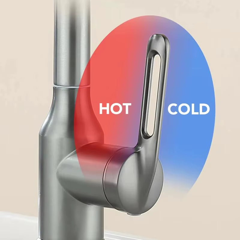 Switch for Hot and Cold Water 
Revolutionary 4-Mode Waterfall Basin Faucet - 360° Rotating Hot & Cold Sink Mixer for Bathroom