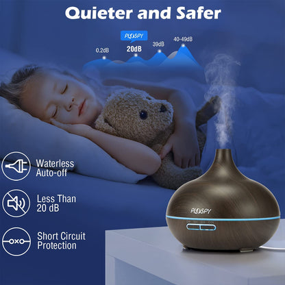 Quieter and Safer, Less Than 20dB Diffusers for Essential Oils, 550Ml Aroma Diffuser Ultrasonic Essential Oil Diffuser Cool Mist Humidifier with 4 Timer & 15 Colors Light, Auto Power-Off Air Diffusers for Home Office