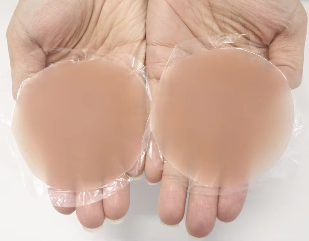 Medium Brown Seamless Reusable Silicone Nipple Covers - No Show Adhesive Pasties for Women