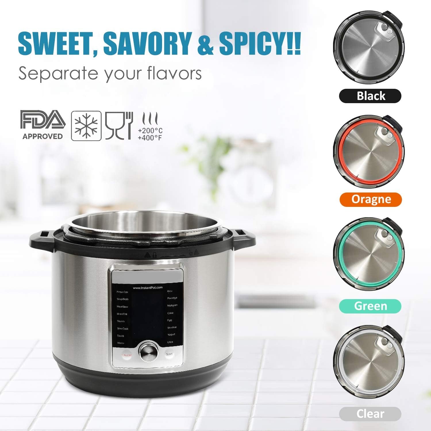 Various Colors Silicone Sealing Ring for 6 Qt, Replacement Seal Gasket for Instant Pot 6 Quart Model, Food-Grade Silicone, Fits Duo 6 Quart, Lux 6 Quart, Duo plus 6 Quart, Ultra 6 Quart, Nova 6 Quart, 4-Pack