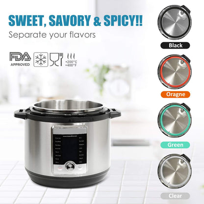 Various Colors Silicone Sealing Ring for 6 Qt, Replacement Seal Gasket for Instant Pot 6 Quart Model, Food-Grade Silicone, Fits Duo 6 Quart, Lux 6 Quart, Duo plus 6 Quart, Ultra 6 Quart, Nova 6 Quart, 4-Pack