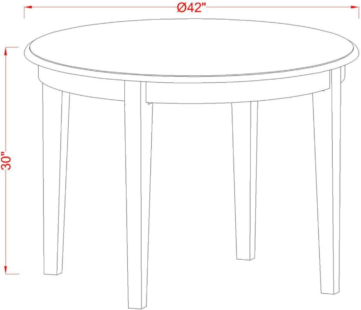 42 Inches Wide BOBA5-CAP-21 5 Piece Kitchen Table & Chairs Set Includes a round Dining Room Table and 4 Blue Color Linen Fabric Parsons Dinette Chairs, 42X30 Inch, Cappuccino