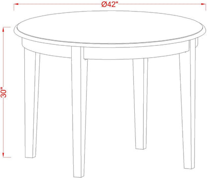 42 Inches Wide BOBA5-CAP-21 5 Piece Kitchen Table & Chairs Set Includes a round Dining Room Table and 4 Blue Color Linen Fabric Parsons Dinette Chairs, 42X30 Inch, Cappuccino