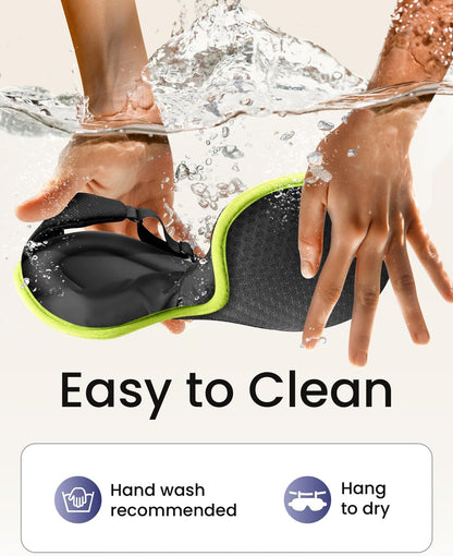 Easy to Clean Sleep Mask for Men Women: Blackout Eye Masks for Sleep - 3D Breathable Soft Comfortable Eye Mask for Travel - Adjustable Light Blocking Night Masks for Sleeping Hand Wash Recommended and Hang to Dry