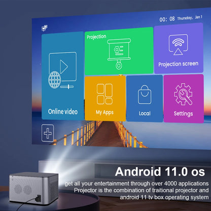 Andriod 11.0 os Projector - Combination of Traditional Projector and Andriod 11 tv Box Operating Systems 
