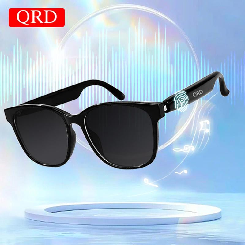 Tinted Black Frame Smart Glasses, Multifunctional Anti-Blue Light Glasses, Touch Control Wireless Glasses for Women, Bluetooth-Compatible Smart Glasses for Men & Women, Stocking Fillers Gift