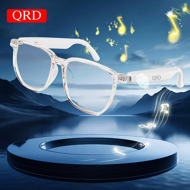 White Smart Glasses, Multifunctional Anti-Blue Light Glasses, Touch Control Wireless Glasses for Women, Bluetooth-Compatible Smart Glasses for Men & Women, Stocking Fillers Gift