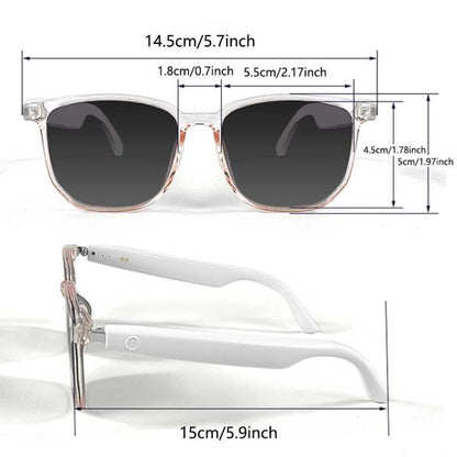 15 cm/5.9 inch Length Smart Glasses, Multifunctional Anti-Blue Light Glasses, Touch Control Wireless Glasses for Women, Bluetooth-Compatible Smart Glasses for Men & Women, Stocking Fillers Gift