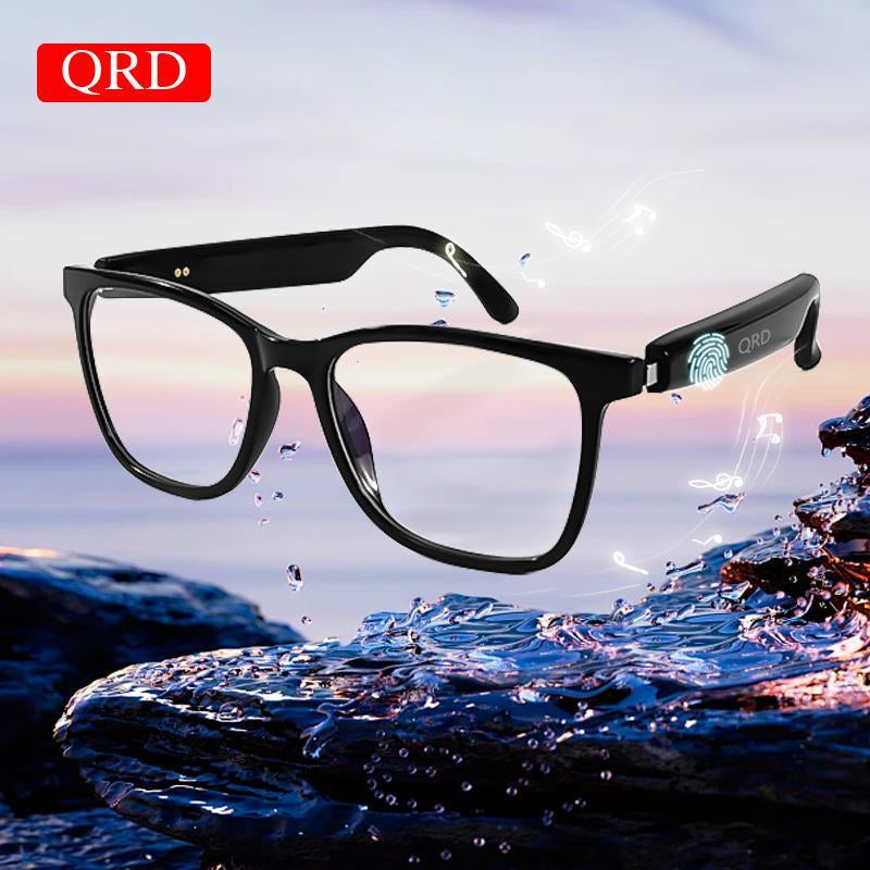 Black Frame Smart Glasses, Multifunctional Anti-Blue Light Glasses, Touch Control Wireless Glasses for Women, Bluetooth-Compatible Smart Glasses for Men & Women, Stocking Fillers Gift